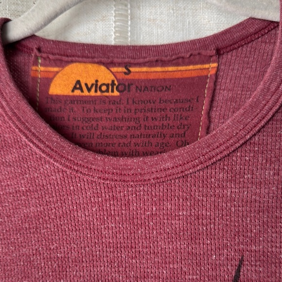 Aviator Nation Small Women's Burgundy Shirt Thunderbolt - Picture 2 of 4
